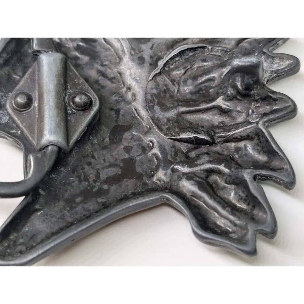 Vintage Metal Native American Indian Chief Belt Buckle Western Wear War Bonnet
